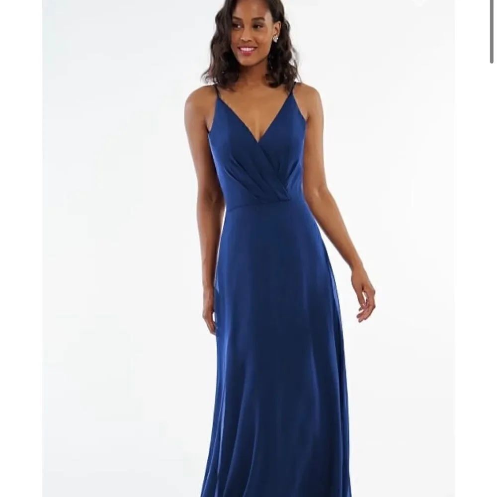 Jasmine Bridal JB P216002 Charlotte Chiffon Long Bridesmaid Dress Navy Size 2